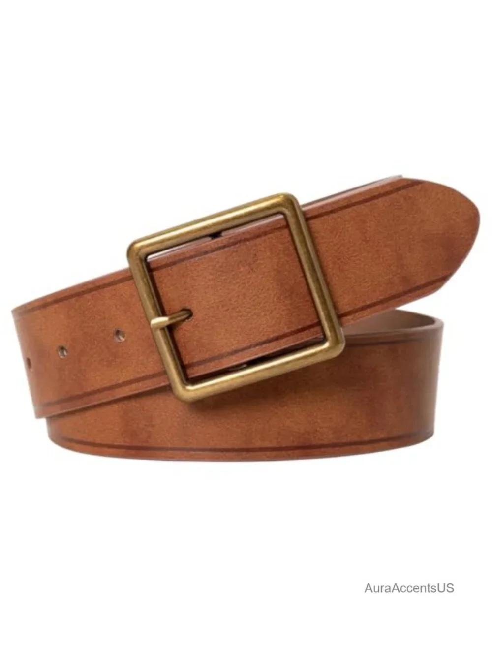 Vintage Wide Suede Belt Women Genuine Leather Western Belt Square Retro Needle